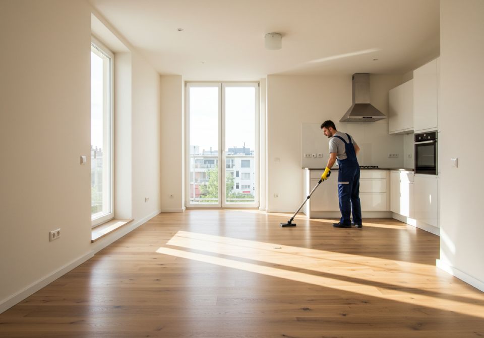 Empty clean room with moving boxes